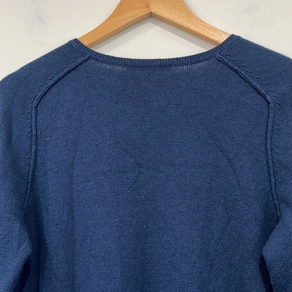 Cassis Merino Wool Blend V Neck Long Sleeve Dress in Navy Blue Size S - Picture 7 of 9